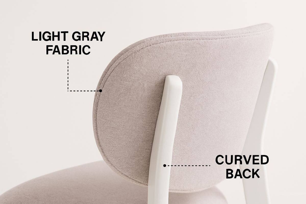 Brassex Dua Cream Fabric Upholstered Dining Chair with Curved Backrest, 2-pc