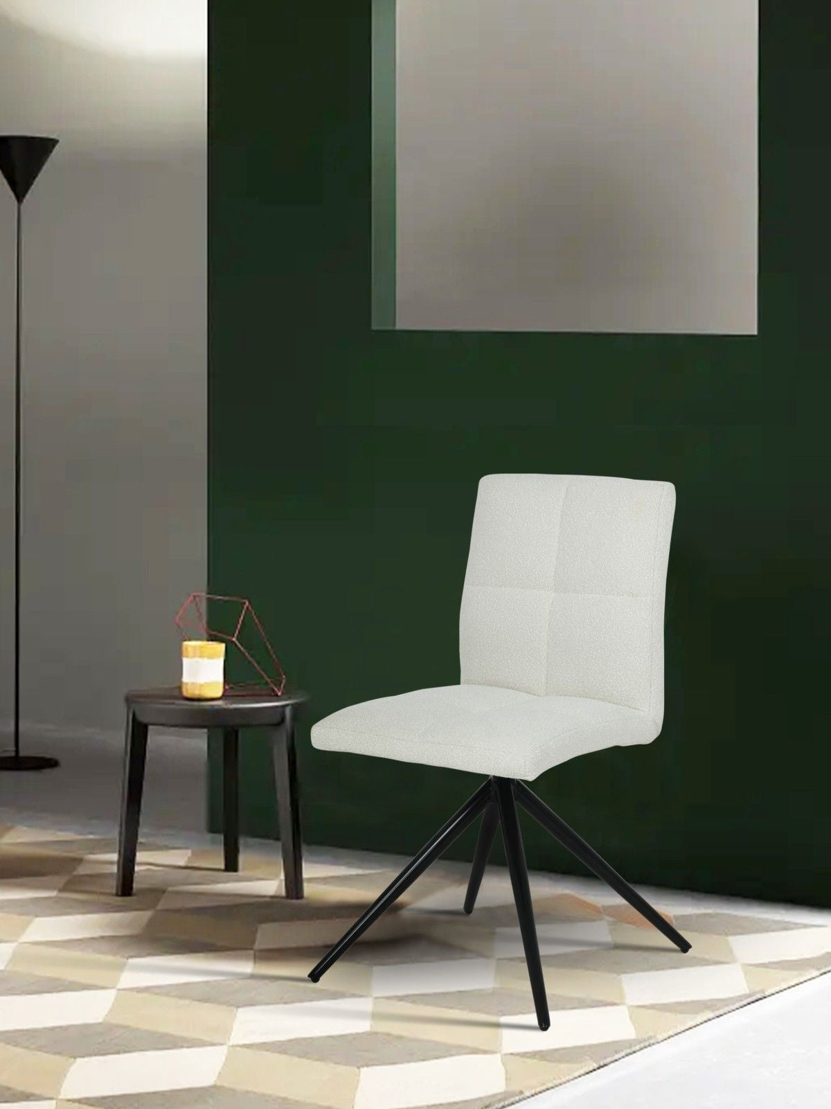 Brassex Ethan White Fabric Upholstered Armless Dining Chair, 2-pc