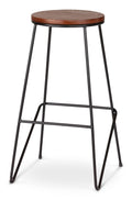 CANVAS Axel Round Metal & Solid Wood Top Counter Stool Armless Backless, Black/Brown