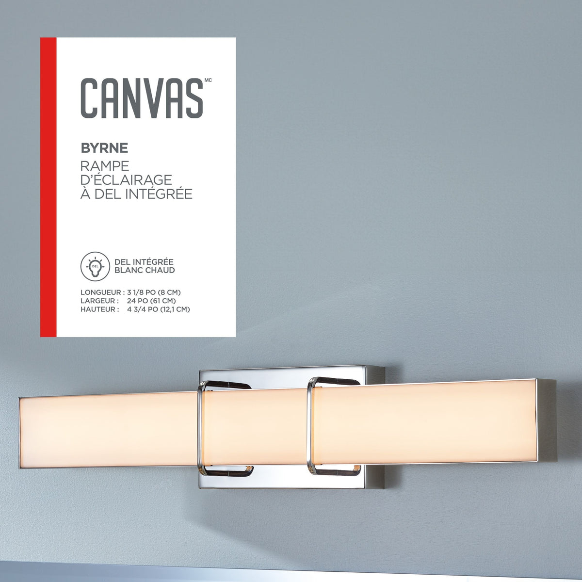 CANVAS Byrne LED Vanity Light Fixture, Polished Nickel