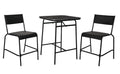 CANVAS Kensington Outdoor Patio High Dining Set with Stone Table Top, Black, 3-pc