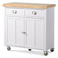 CANVAS Mayfield Wood Top Kitchen Utility Storage Cart/Island With Locking Wheels, White