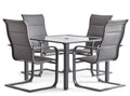 CANVAS Minden Steel Outdoor Patio Dining Set with Glass Top Table, Grey, 5-pc