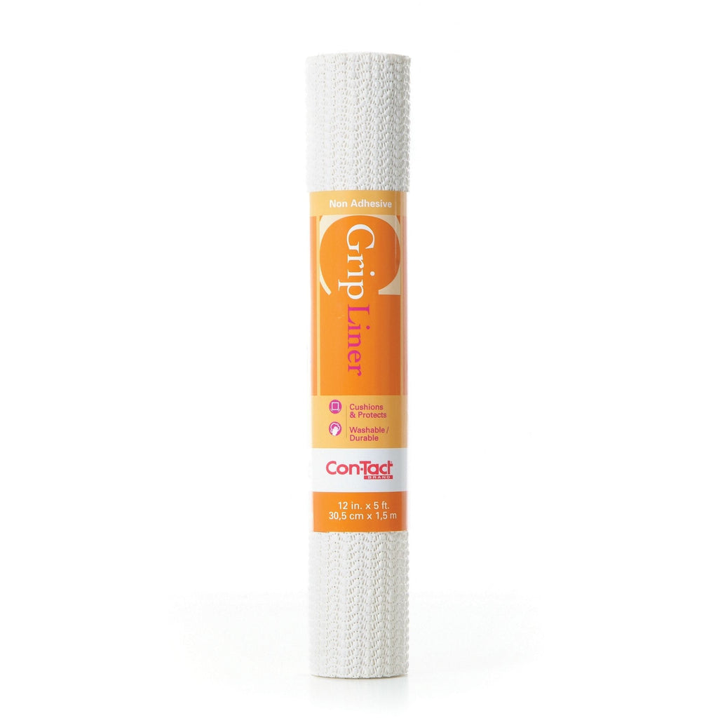 Con-Tact Grip Liner Washable Non-Adhesive Shelf/Drawer Liner, White, 12-in x 5-ft