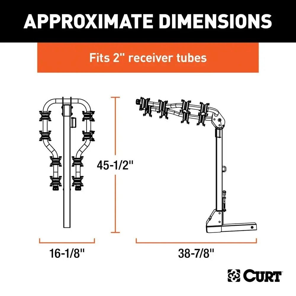 CURT 12126 Premium Hitch-Mounted Bike Rack (4-Bike, 2-in Shank)