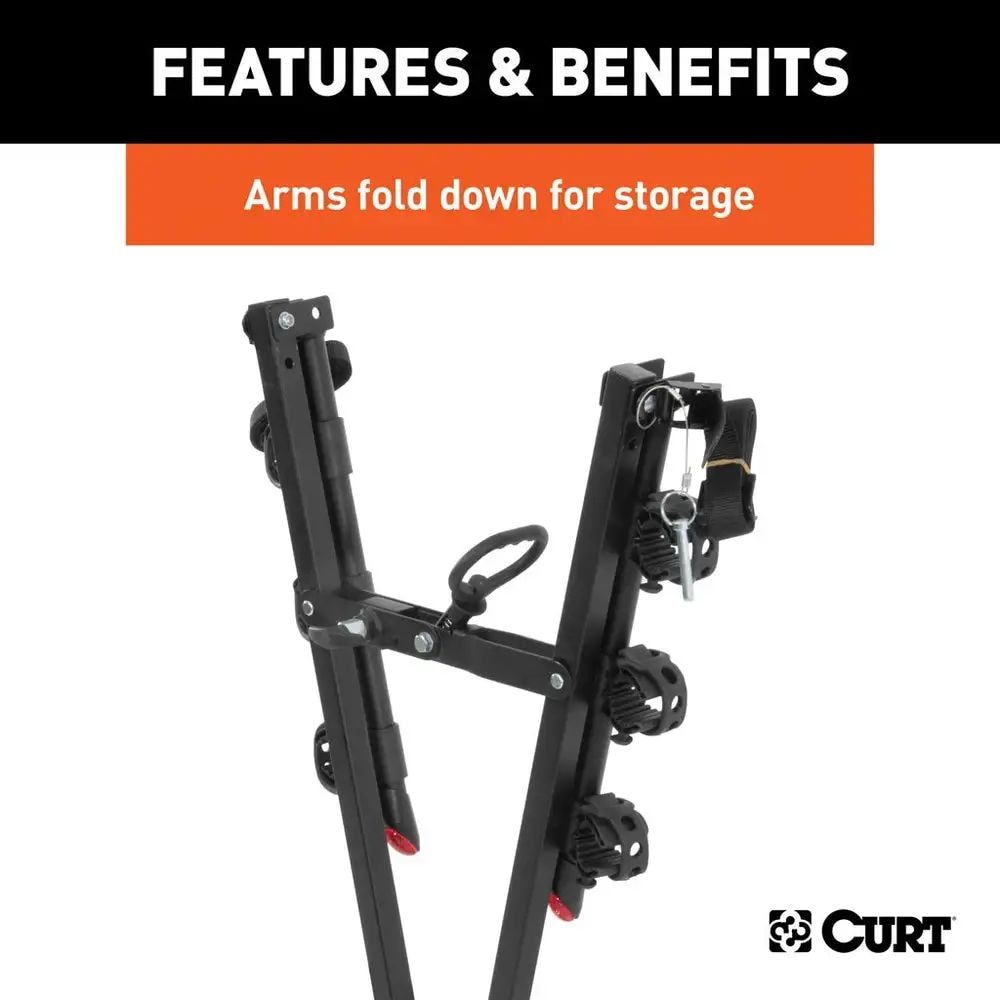 CURT 18013 Clamp-On 3-Bike Hitch Mount Bike Rack, Fits Over 2-in Receiver, Black