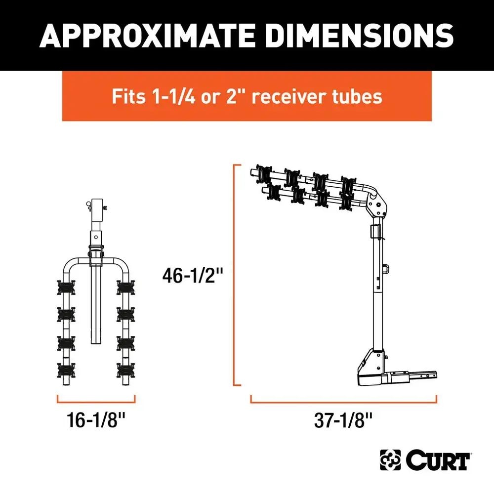CURT 18030 2-Bike To 4-Bike Two Arm Hitch Mount Bike Rack, Fits 1-1/4, 2-in Receiver, Black