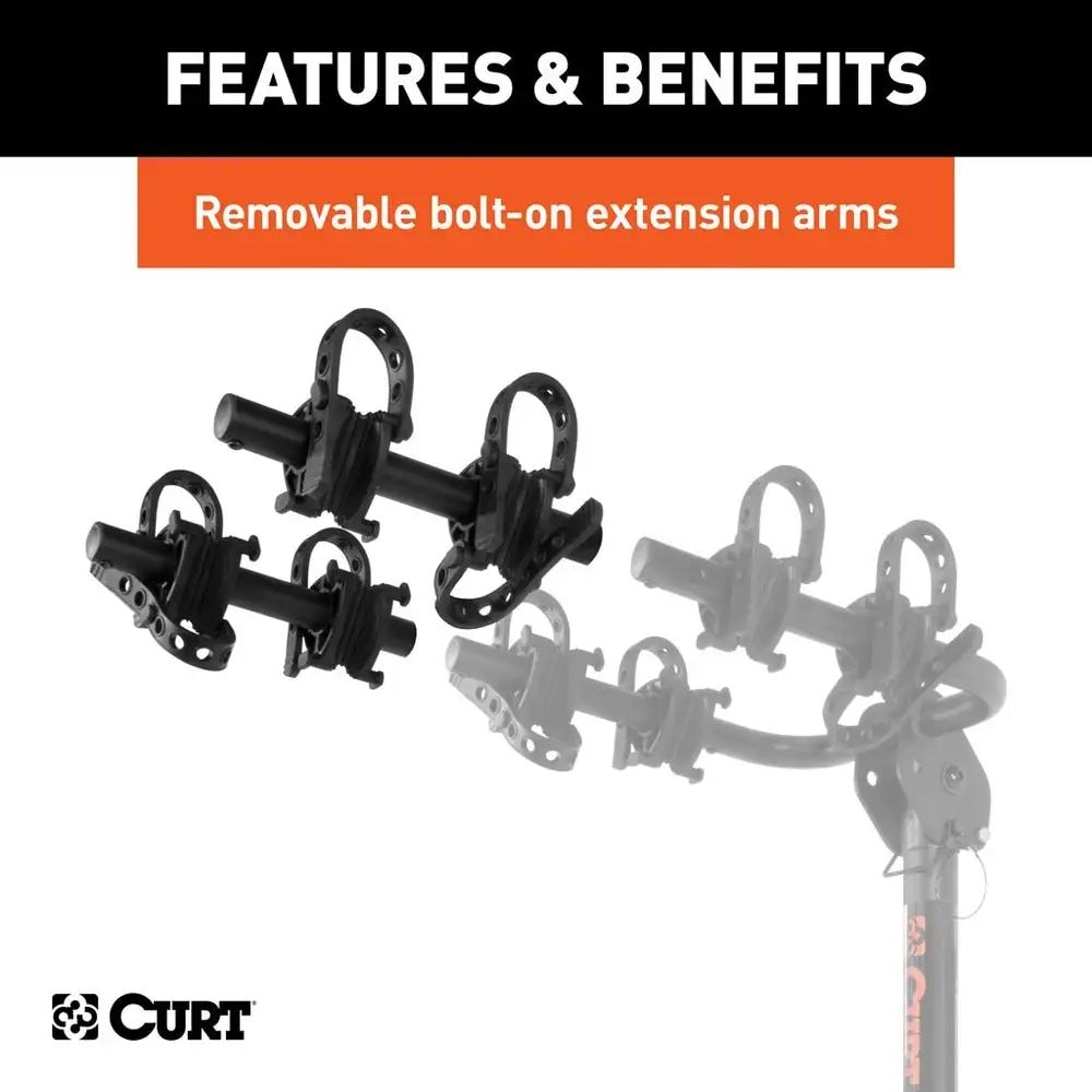 CURT 18030 2-Bike To 4-Bike Two Arm Hitch Mount Bike Rack, Fits 1-1/4, 2-in Receiver, Black