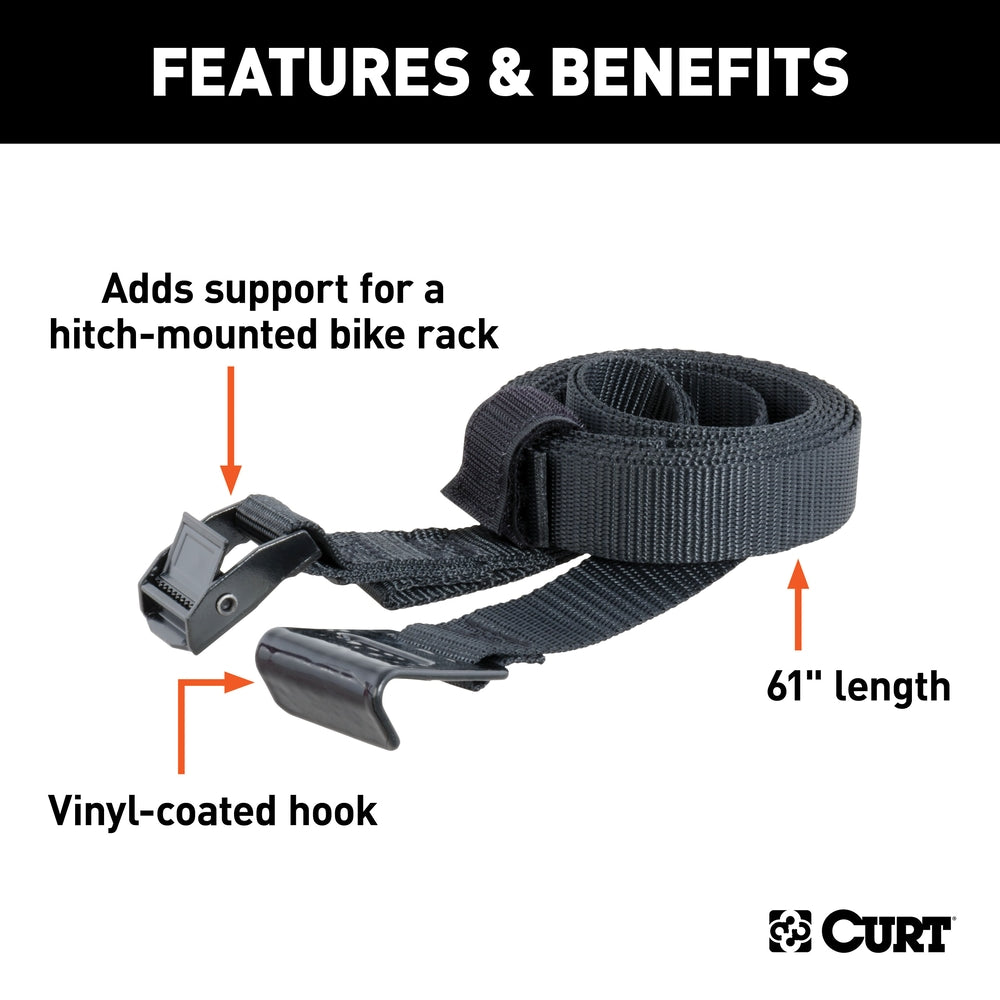 CURT 18050 Support Strap Stabilizer For Hitch-Mounted Bike Rack, 61-in, Black