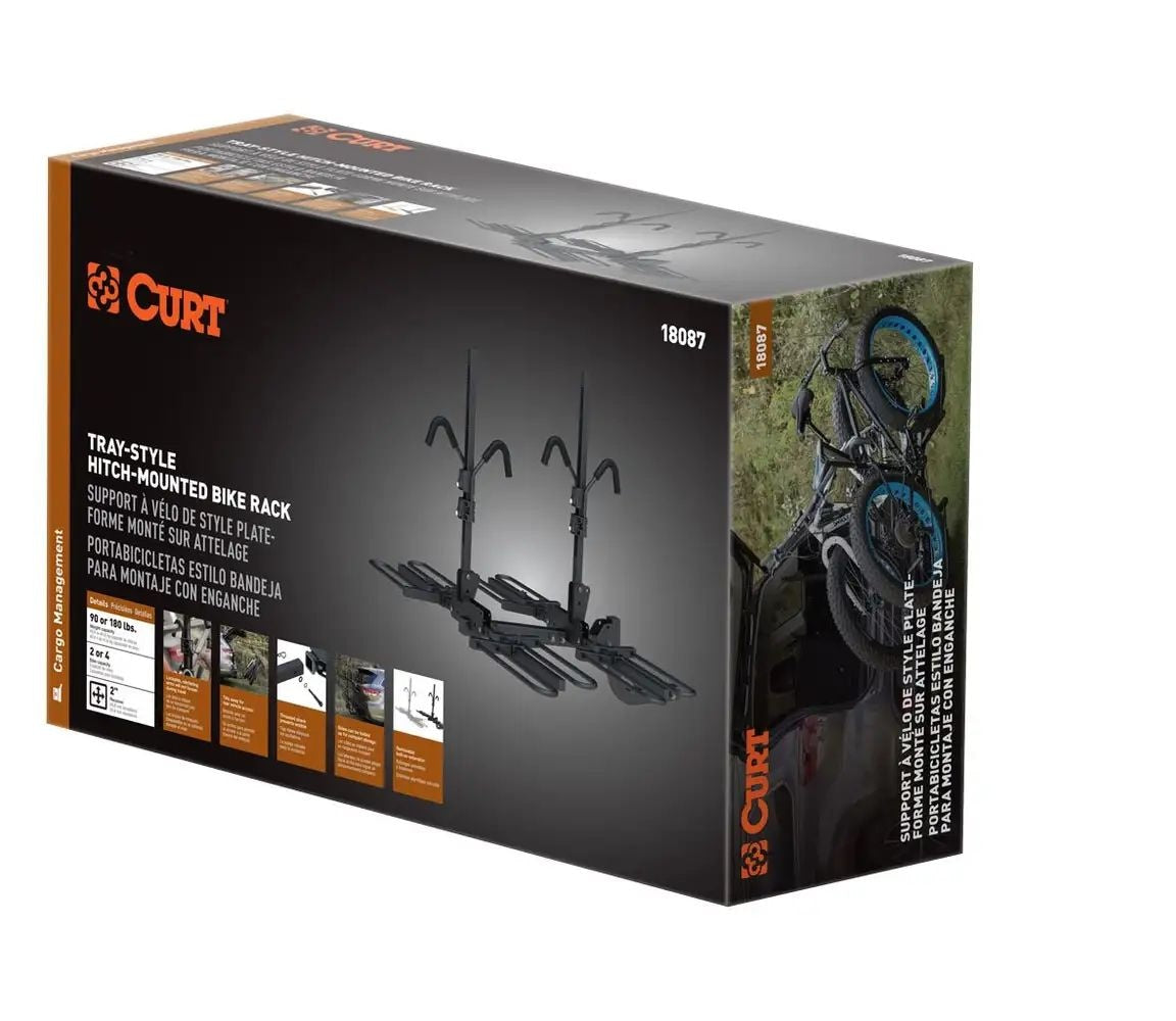 CURT 18087 Tray-Style Hitch-Mounted Bike Rack (4-Bike, 2-in Shank)