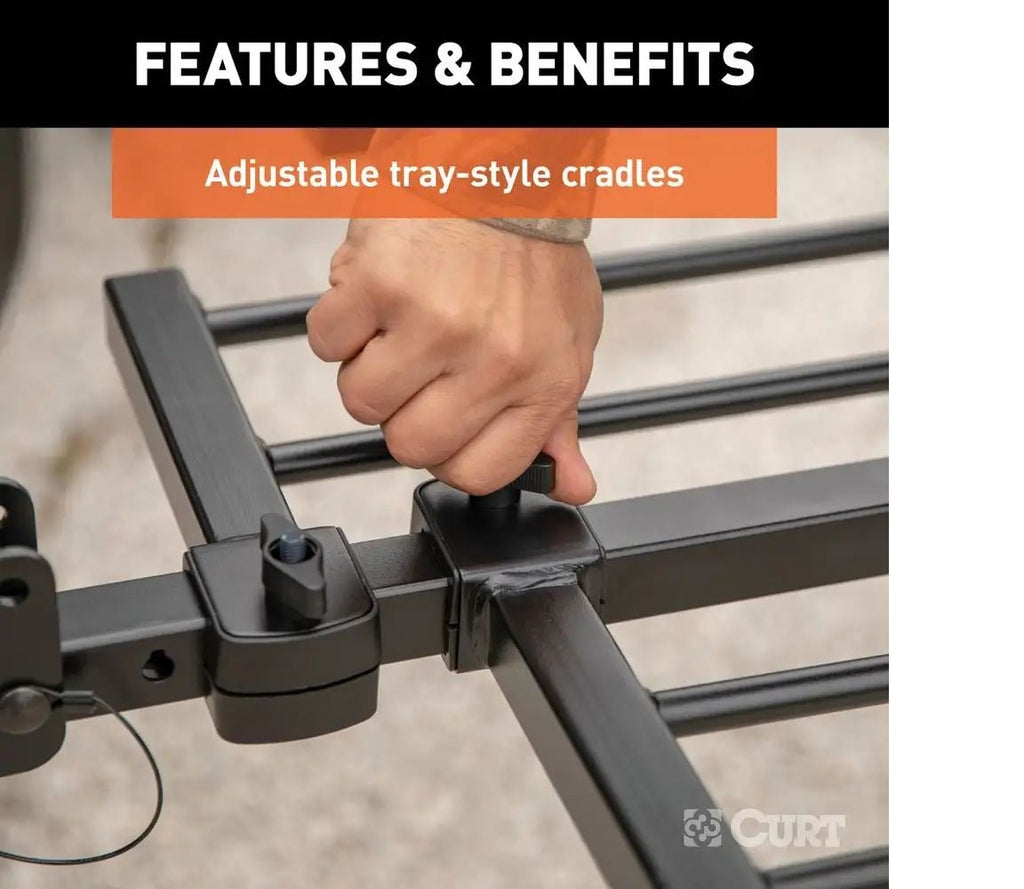 CURT 18087 Tray-Style Hitch-Mounted Bike Rack (4-Bike, 2-in Shank)