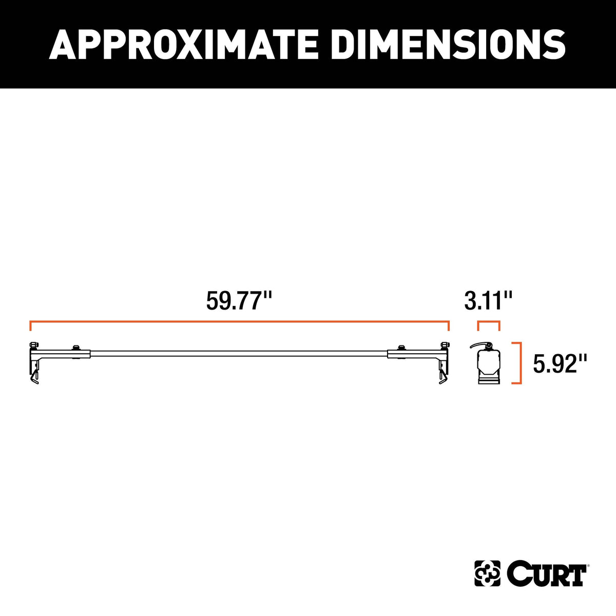 CURT 18122 Quick-Release Roof Rack Crossbars, Black Steel, Select Jeep Wrangler JK