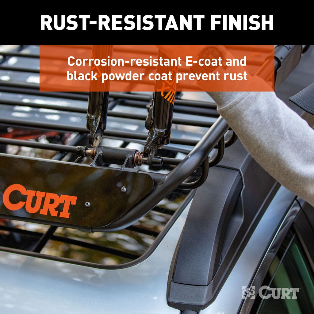 CURT 18124 Steel Roof Rack Cargo Basket/Carrier Extension, Black, 6-sq.ft