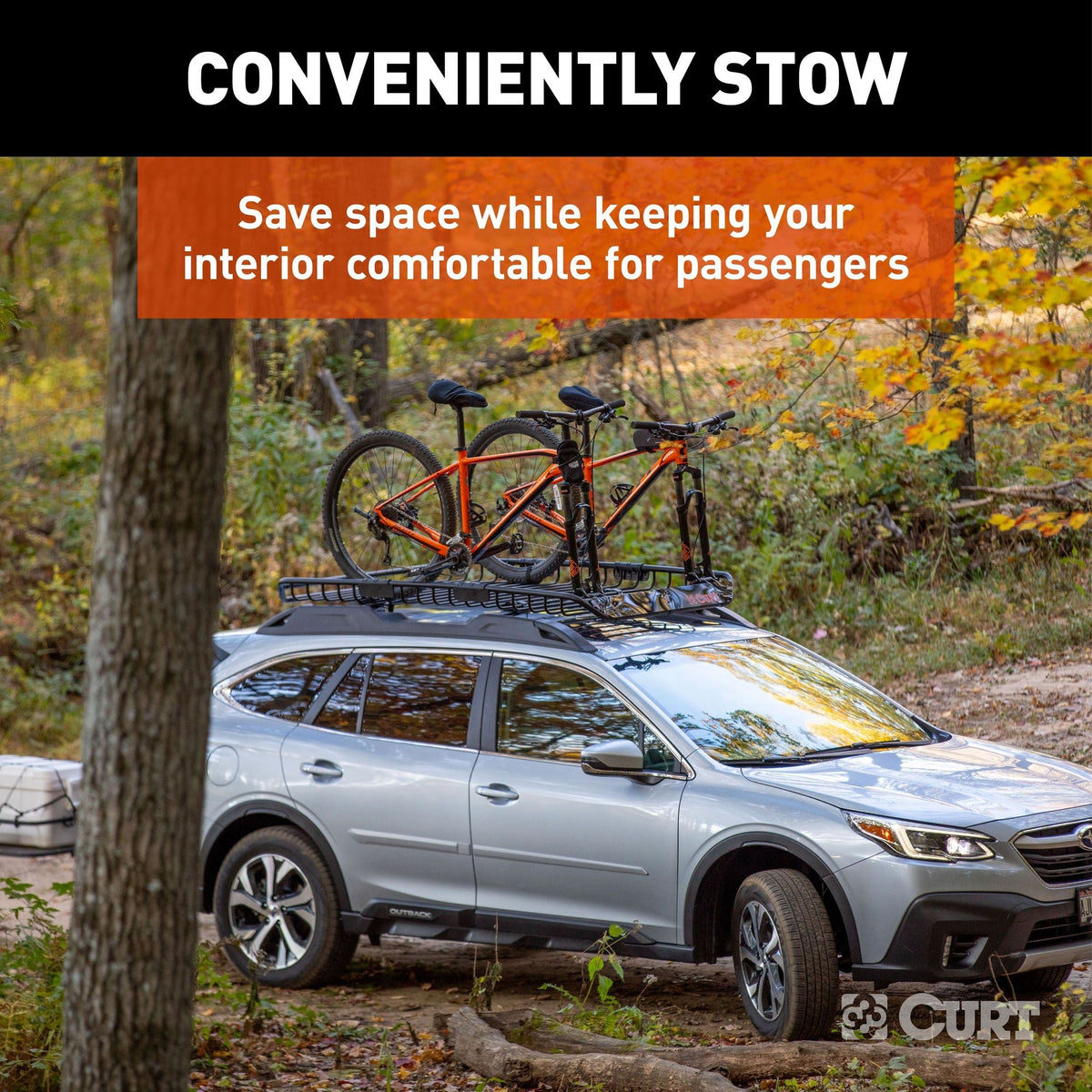 CURT 18124 Steel Roof Rack Cargo Basket/Carrier Extension, Black, 6-sq.ft