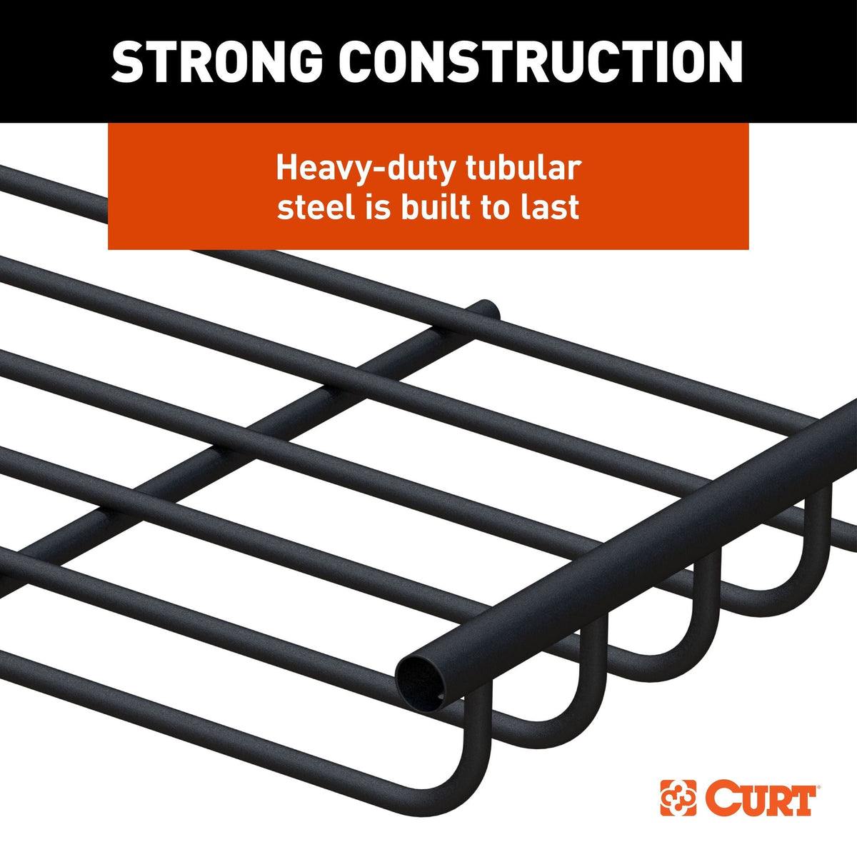 CURT 18124 Steel Roof Rack Cargo Basket/Carrier Extension, Black, 6-sq.ft