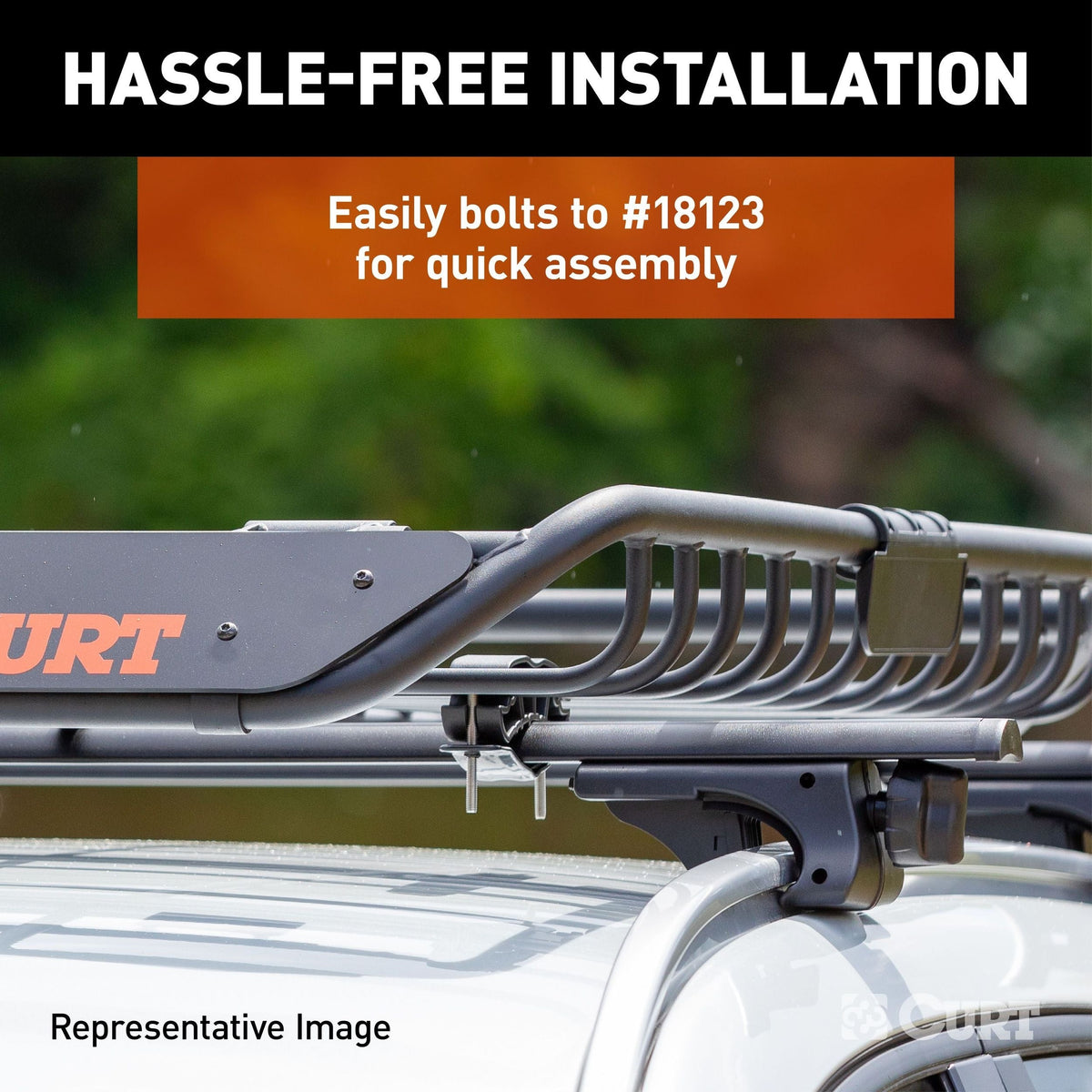 CURT 18124 Steel Roof Rack Cargo Basket/Carrier Extension, Black, 6-sq.ft