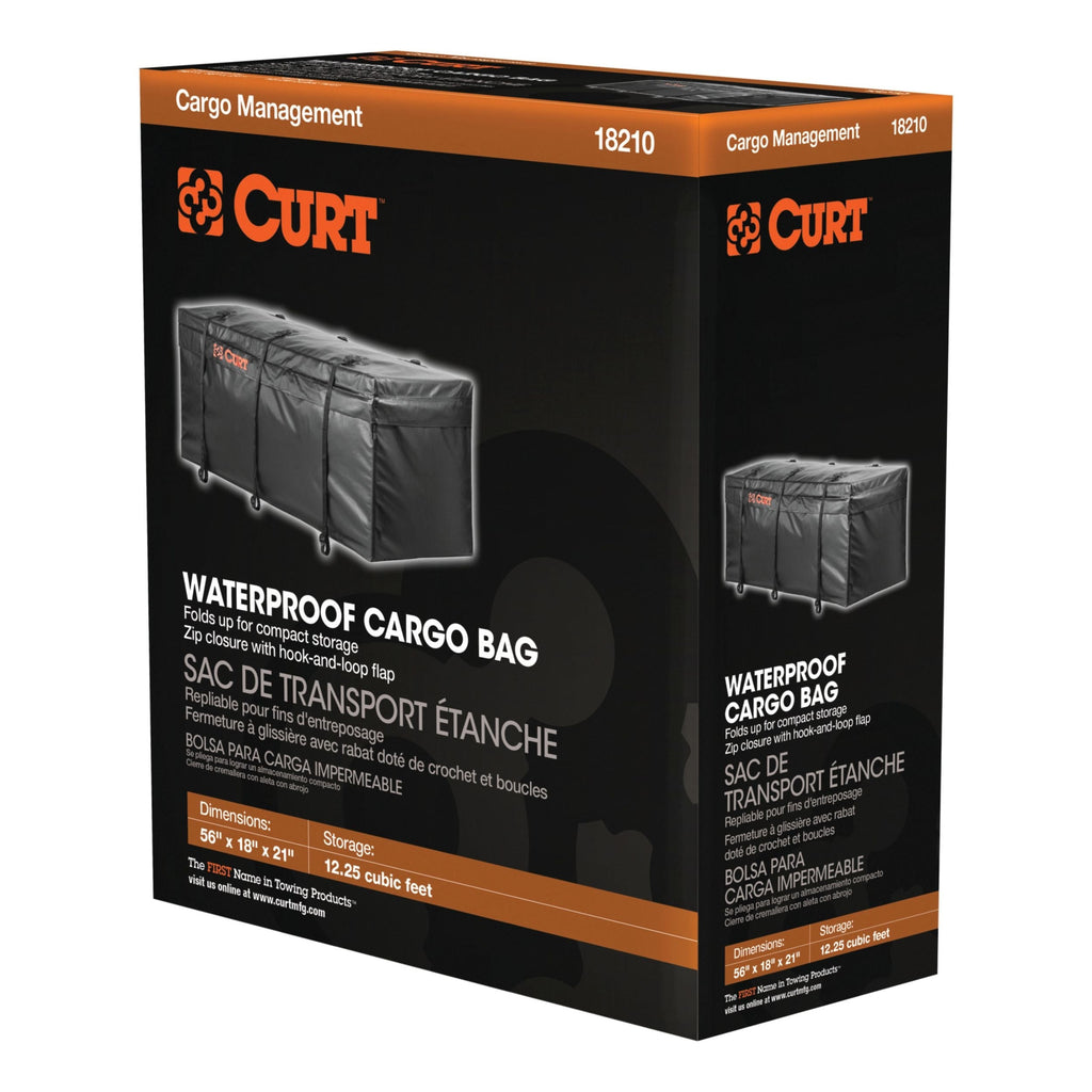 CURT 18210 Weather-Resistant Vinyl Roof Top Cargo Bag, Black, 56 x 18 x 21-in