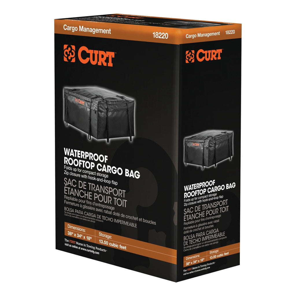 CURT 18220 Weather-Resistant Vinyl Roof Top Cargo Bag, Black, 38 x 34 x 18-in