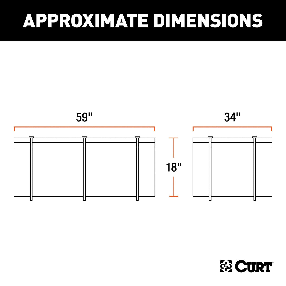 CURT 18221 Weather-Resistant Vinyl Roof Top Cargo Bag, Black, 59 x 34 x 21-in