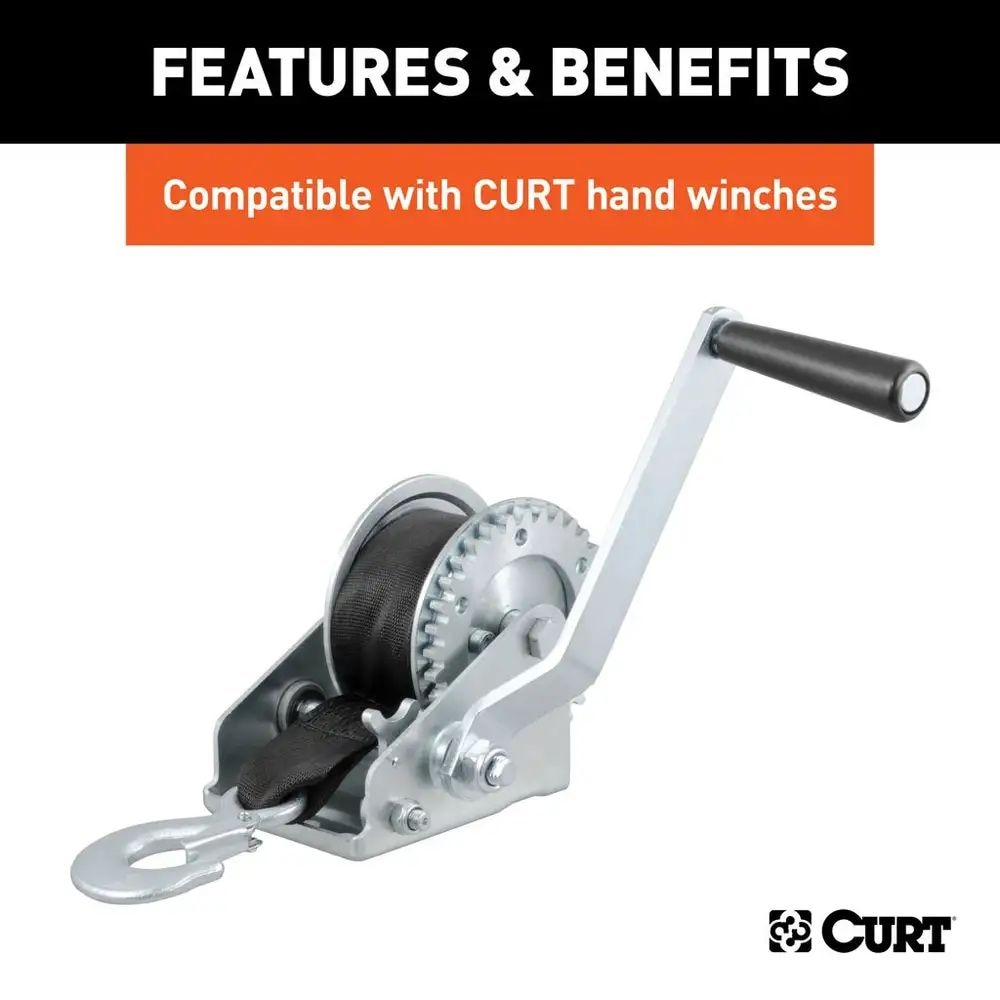 CURT 29451 2-in x 20-ft Nylon Winch Strap with Hook, 3,300-lbs