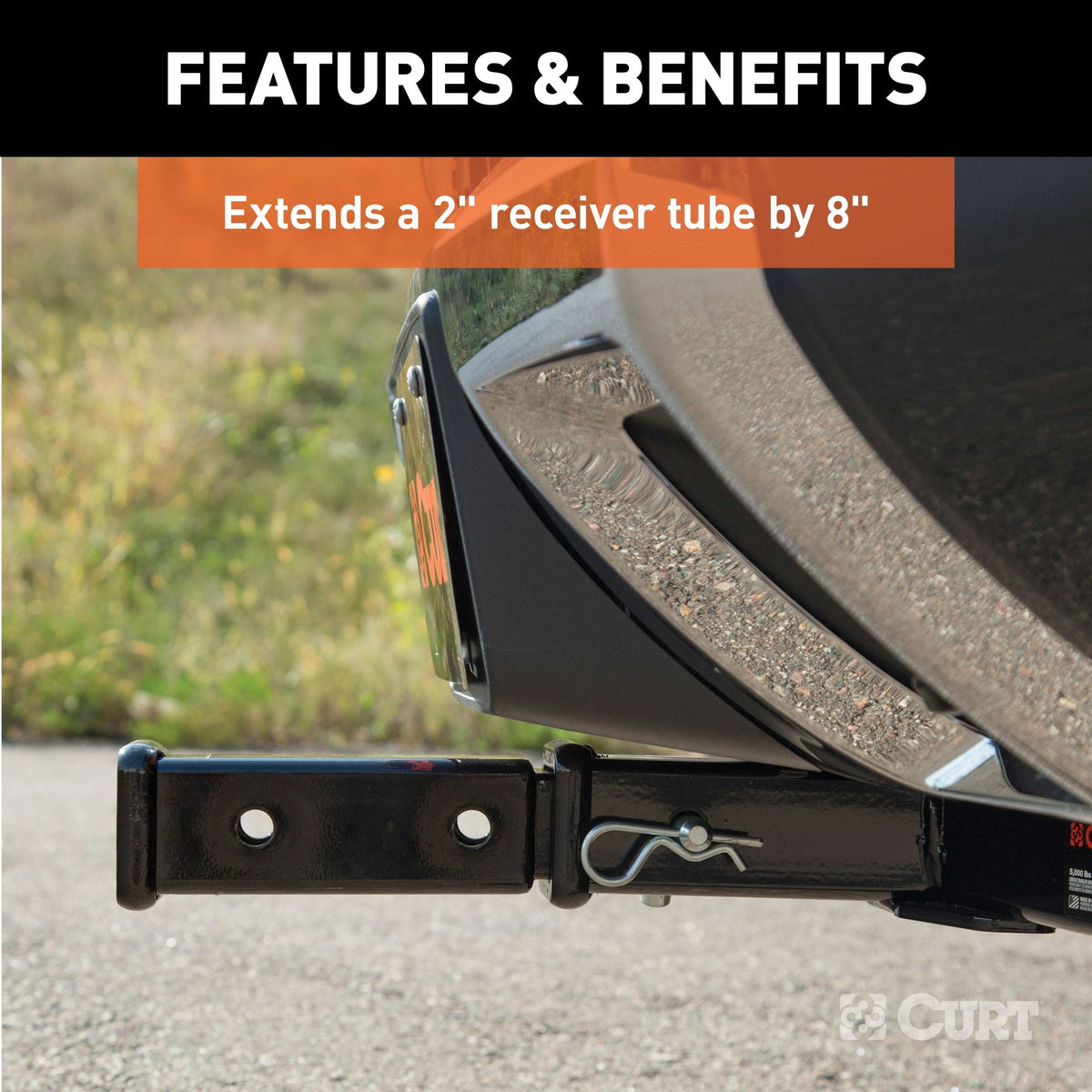 CURT 45781 8" Receiver Tube Extender for 2" Hitch Receiver