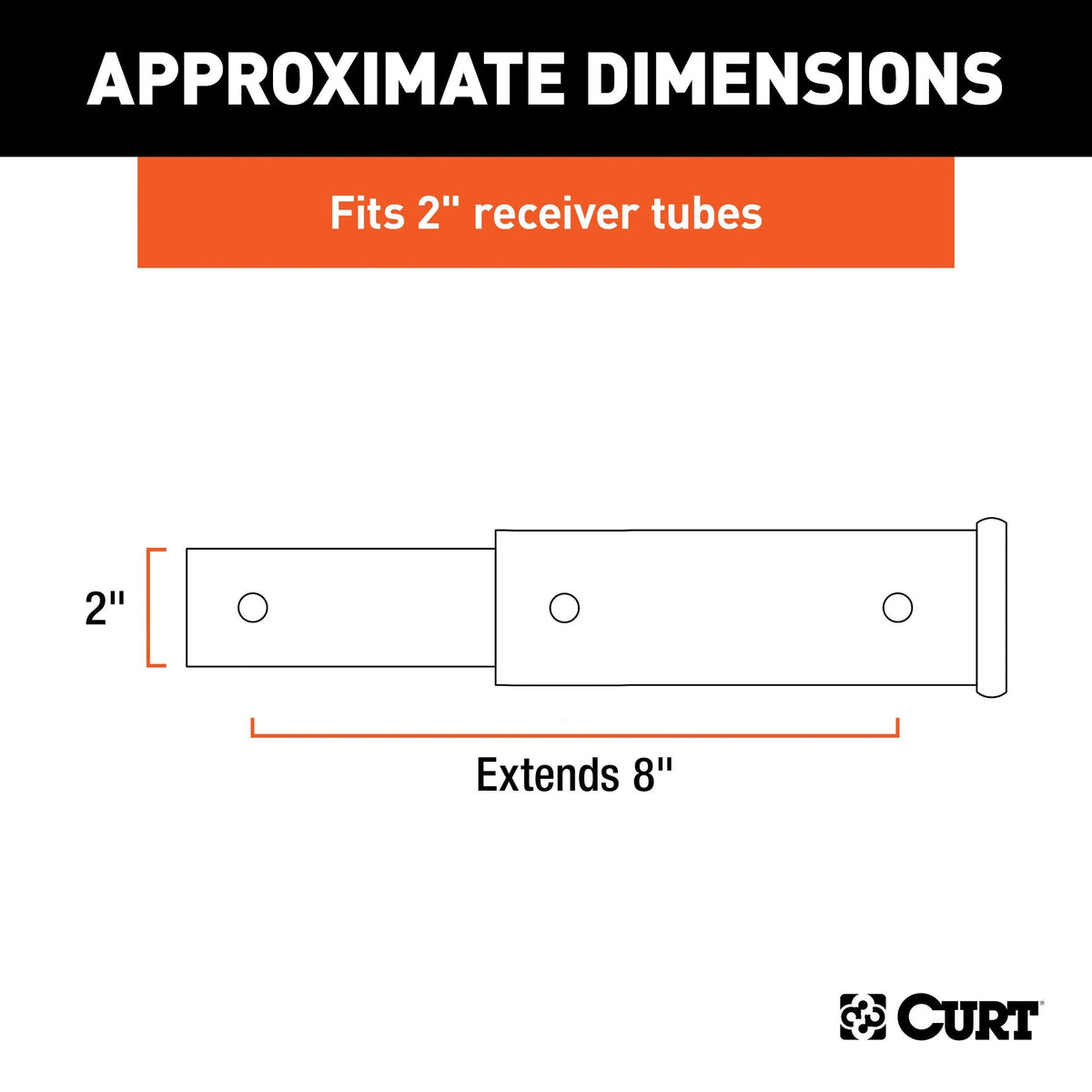 CURT 45781 8" Receiver Tube Extender for 2" Hitch Receiver