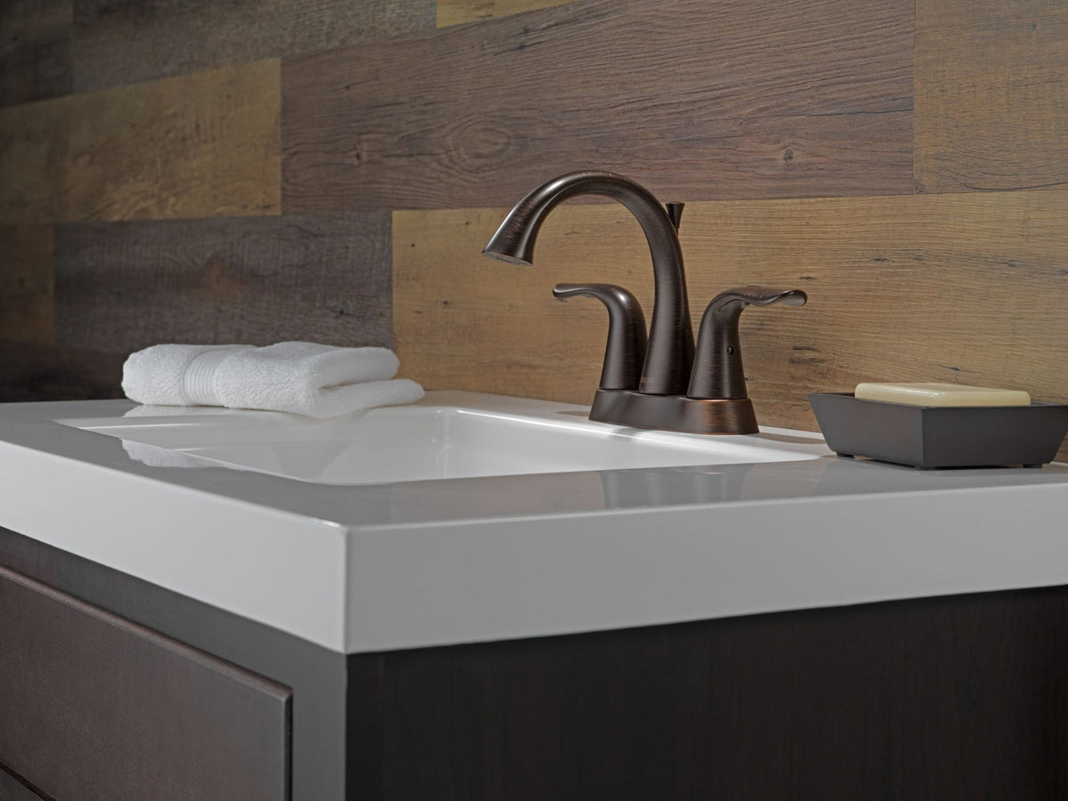 Delta Faucet Lahara Double Handle Rigid Spout 4-in Centerset Bathroom Sink Faucet, WaterSense Certified, Venetian Bronze