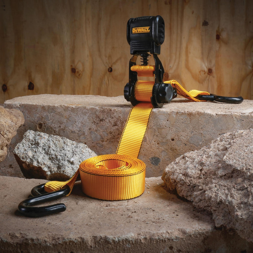Dewalt DXBC15006X 1,500-lb Ratchet Tie-Down, with Storage Bag, 1-in x 10-ft, 6-pk, Yellow