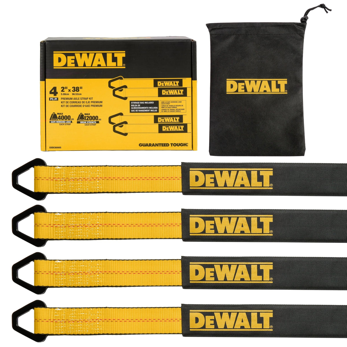 DEWALT DXBC80005 Premium Axle Strap Kit, 12000-lb Break Strength, 4-pk