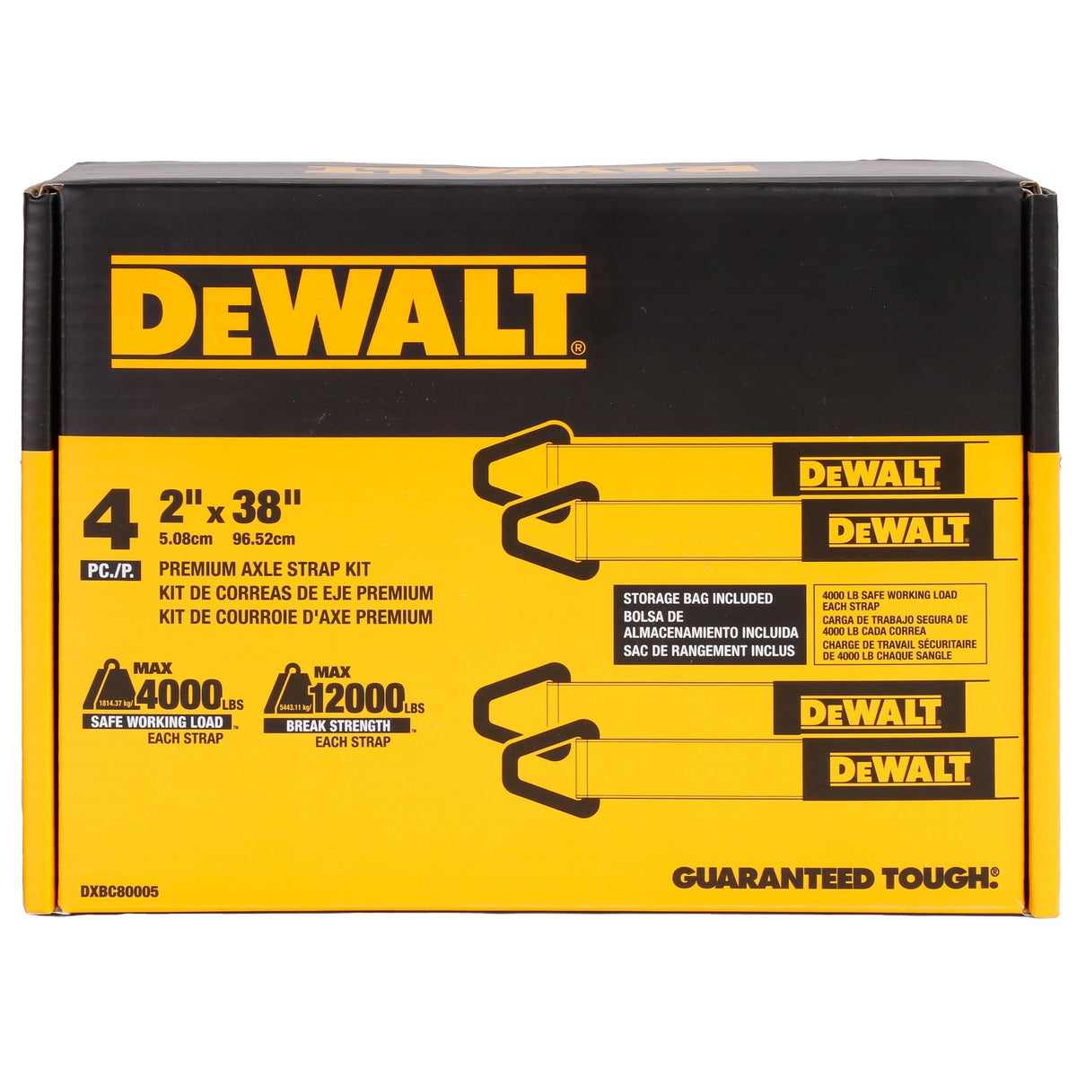 DEWALT DXBC80005 Premium Axle Strap Kit, 12000-lb Break Strength, 4-pk