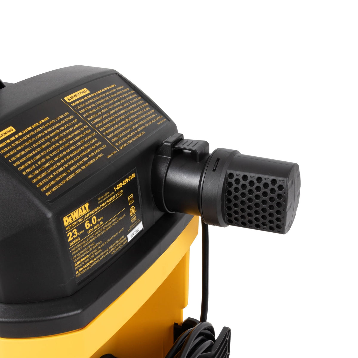 Dewalt DXV06G Wall-Mount Wet/Dry Vacuum with 5 Peak Horsepower Motor, 23-L