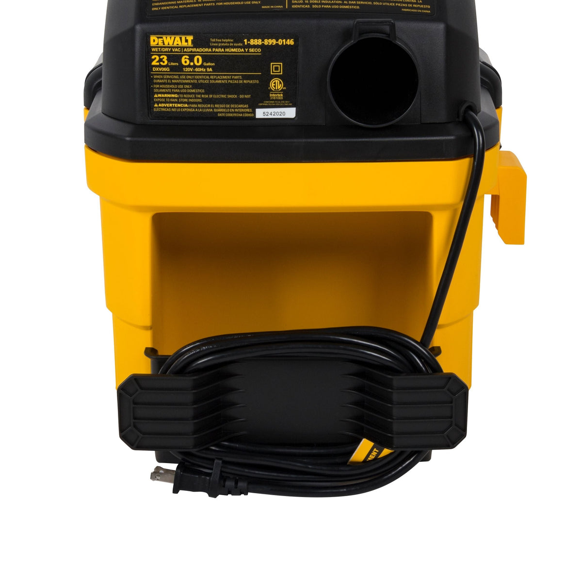Dewalt DXV06G Wall-Mount Wet/Dry Vacuum with 5 Peak Horsepower Motor, 23-L