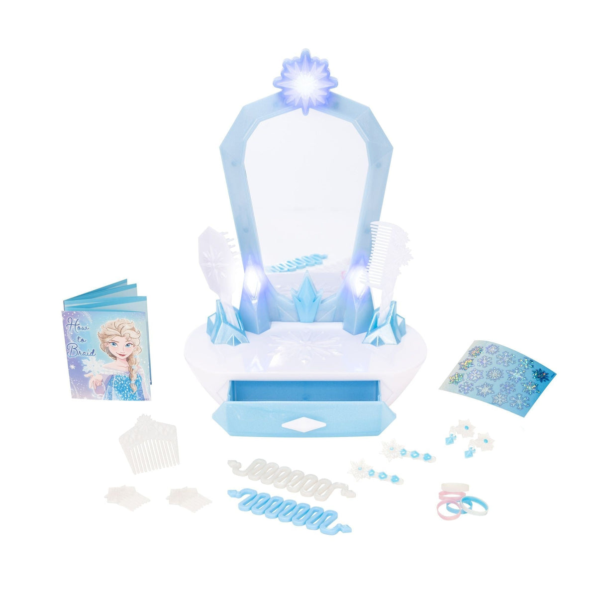 Disney Frozen Elsa's Icy Magic Vanity Tabletop Playset with Sounds & Hair Accessories, Kids Ages 3+