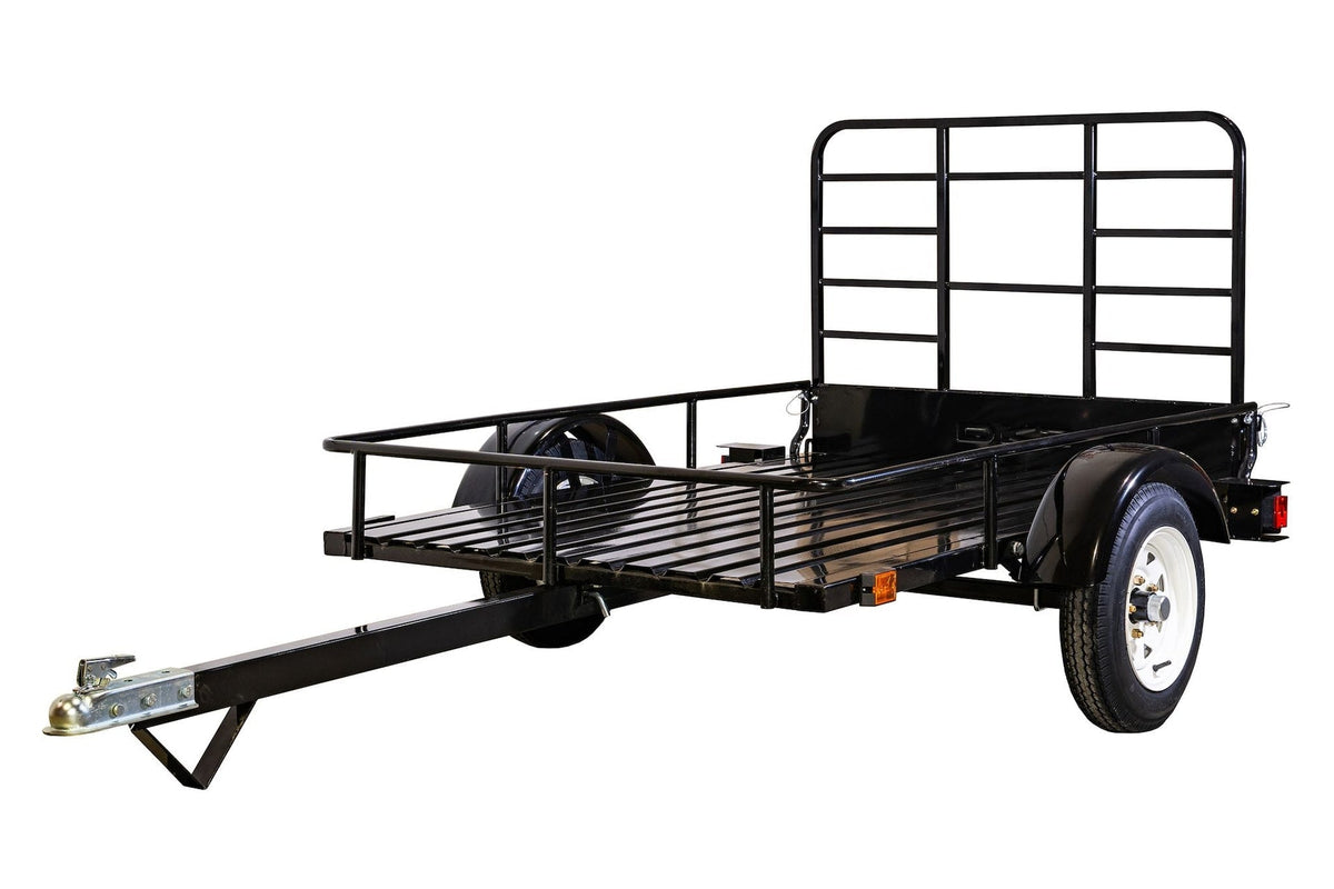 DK2 by Marlon 4x6-ft Single-Axle Black Open Rail Utility Trailer with Ramp Gate, 1314-lb Capacity