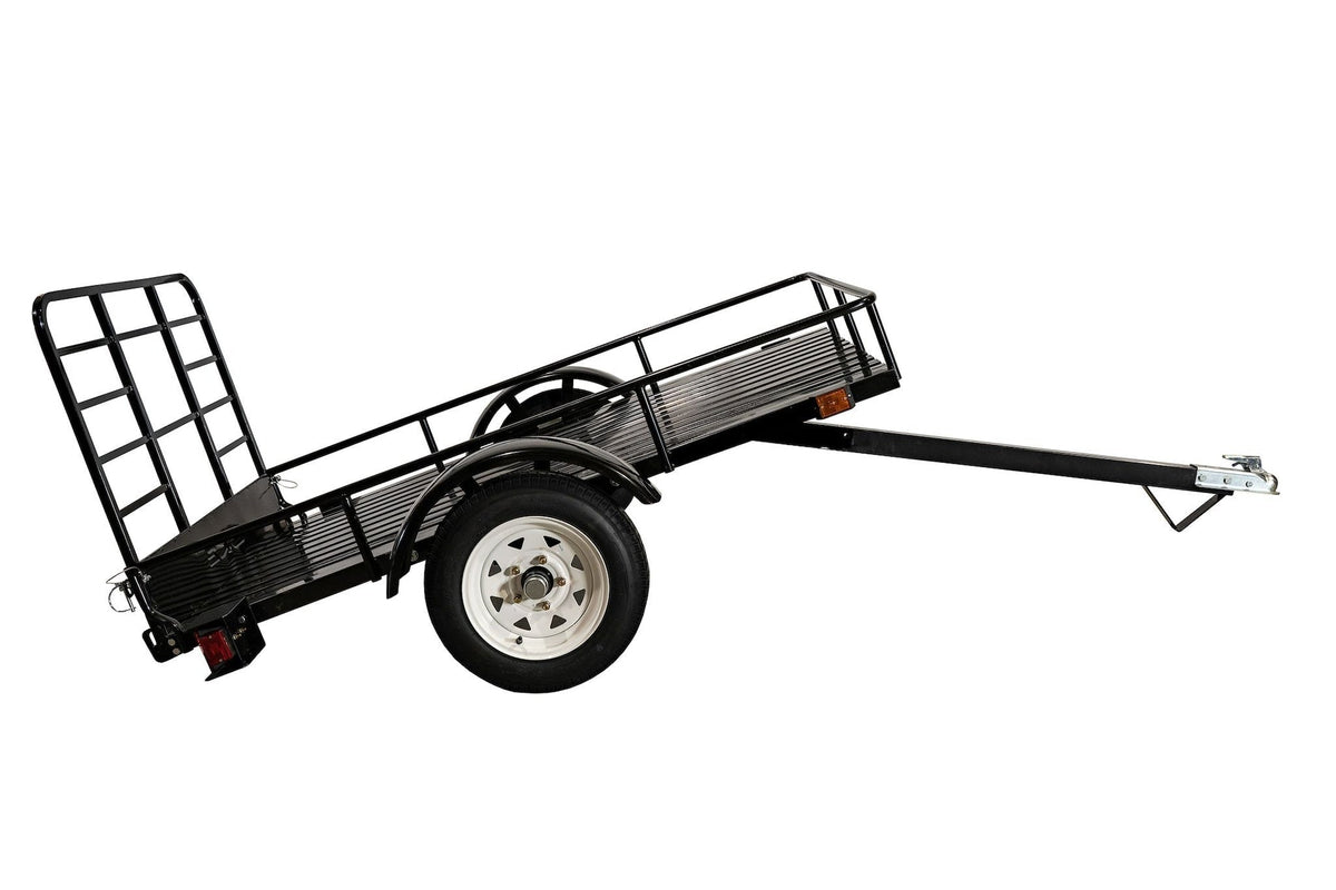 DK2 by Marlon 4x6-ft Single-Axle Black Open Rail Utility Trailer with Ramp Gate, 1314-lb Capacity