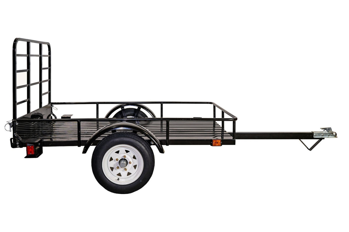 DK2 by Marlon 4x6-ft Single-Axle Black Open Rail Utility Trailer with Ramp Gate, 1314-lb Capacity
