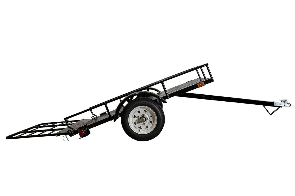 DK2 by Marlon 4x6-ft Single-Axle Black Open Rail Utility Trailer with Ramp Gate, 1314-lb Capacity