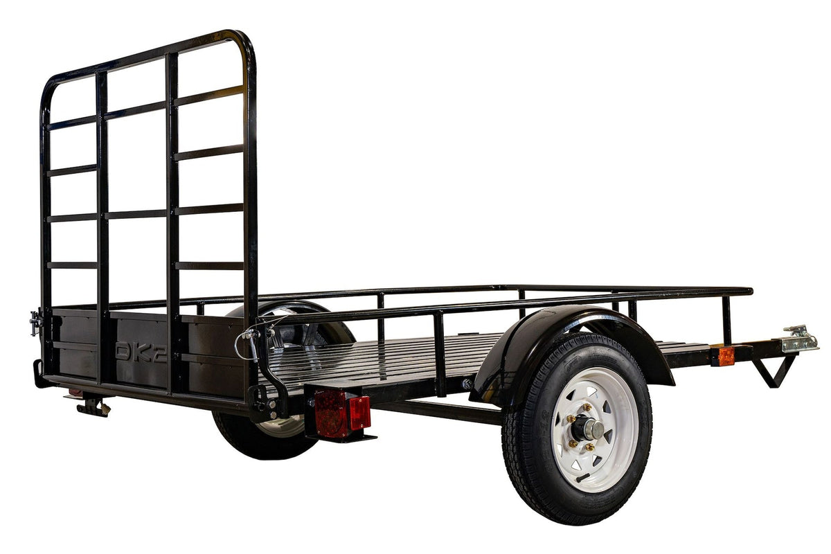 DK2 by Marlon 4x6-ft Single-Axle Black Open Rail Utility Trailer with Ramp Gate, 1314-lb Capacity