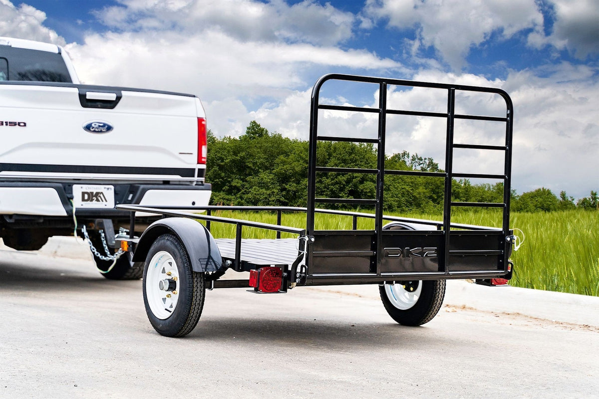 DK2 by Marlon 4x6-ft Single-Axle Black Open Rail Utility Trailer with Ramp Gate, 1314-lb Capacity