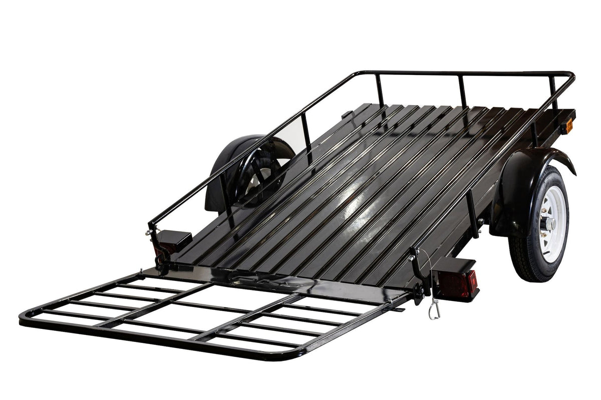 DK2 by Marlon 4x6-ft Single-Axle Black Open Rail Utility Trailer with Ramp Gate, 1314-lb Capacity