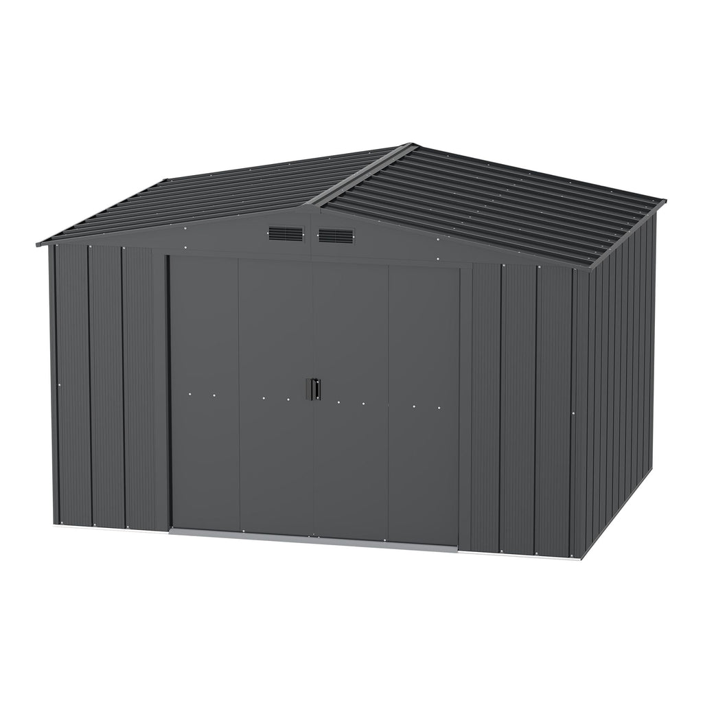 Duramax Metal Outdoor Storage Shed with Steel Frame, Dark Grey, 10-1/2-ft x 8-ft