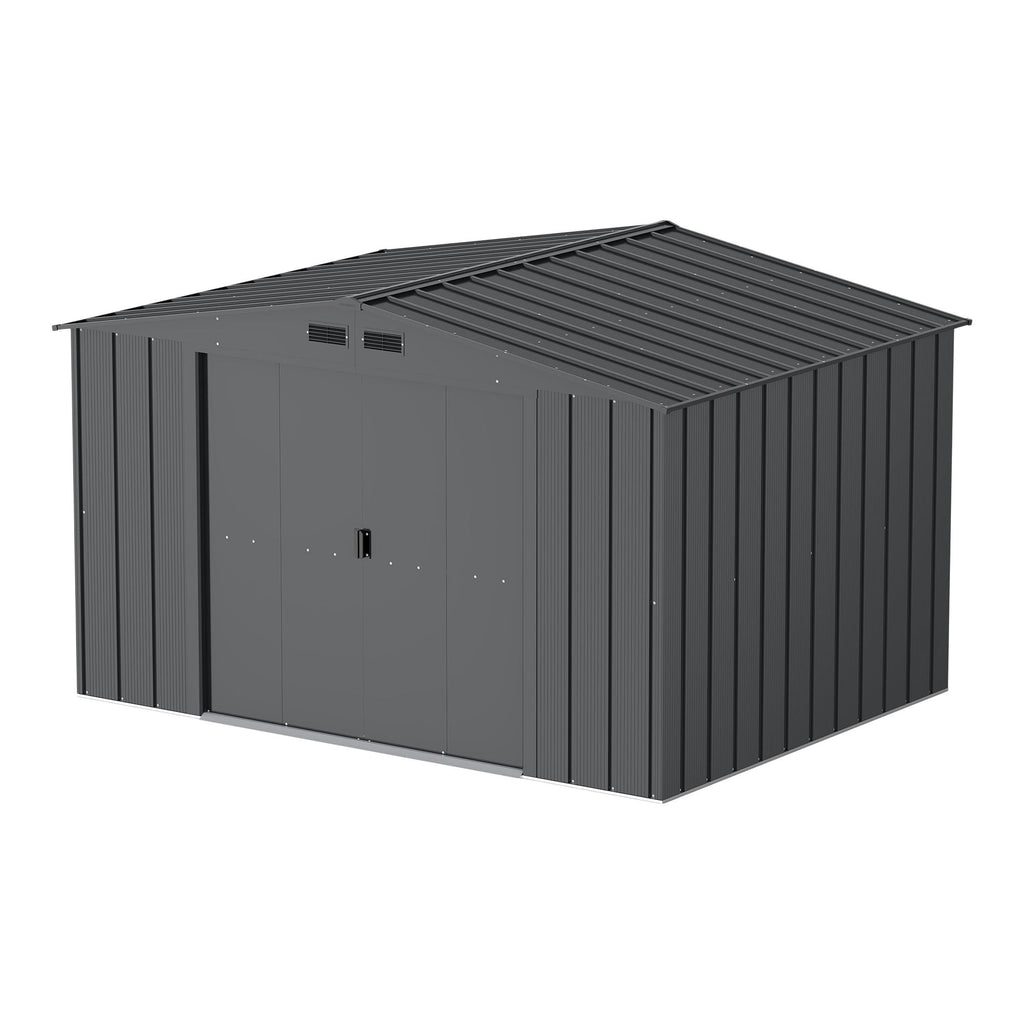 Duramax Metal Outdoor Storage Shed with Steel Frame, Dark Grey, 10-1/2-ft x 8-ft