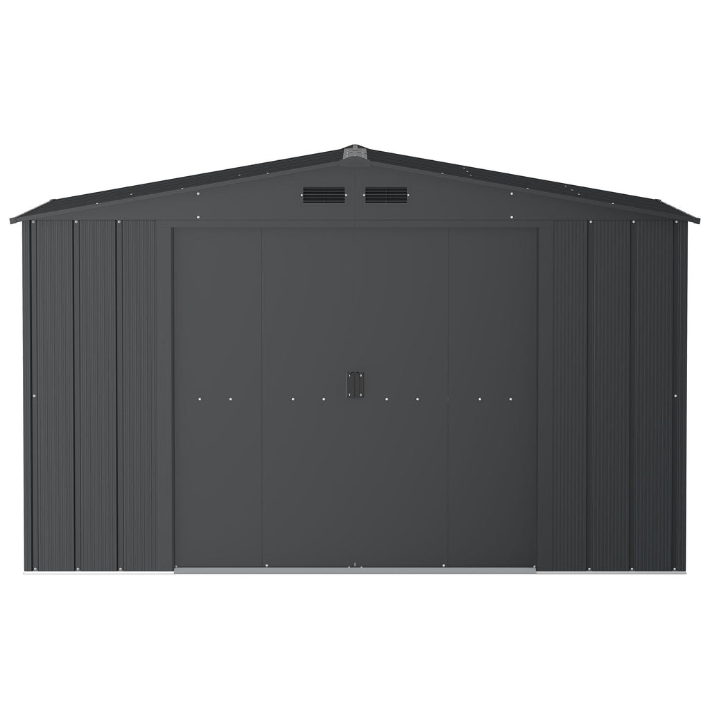 Duramax Metal Outdoor Storage Shed with Steel Frame, Dark Grey, 10-1/2-ft x 8-ft
