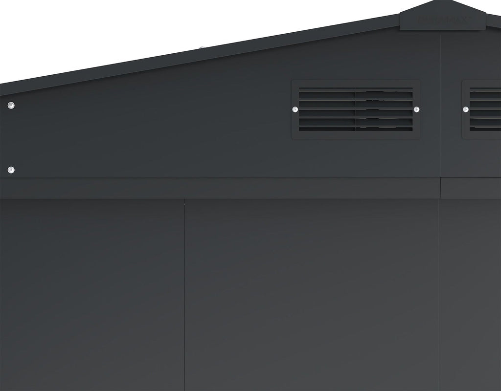 Duramax Metal Outdoor Storage Shed with Steel Frame, Dark Grey, 10-1/2-ft x 8-ft