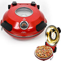 Electric Pizza Oven with Ceramic Stone, Viewing Window, Adjustable Heat Control, Timer and 1200W Baking Power, DIY Homemade Pizzeria, Large 12-- Pie Capacity (Black)