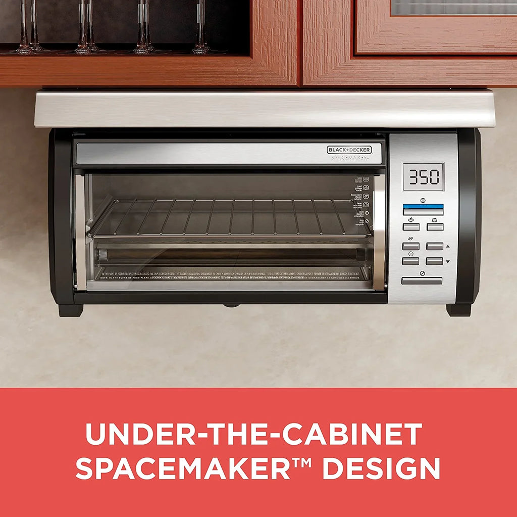 BLACK DECKER SpaceMaker Under-Counter Toaster Oven, Digital Controls, Black/Stainless Steel, Fits 9-测-- Pizza, TROS1000D