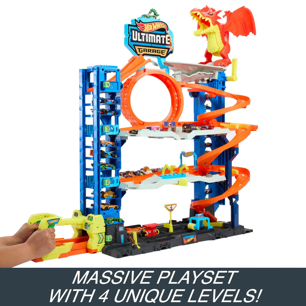 Hot Wheels City Ultimate Garage Playset with 2 Die-Cast Cars, Storage for 50 Cars Child Age 4-8