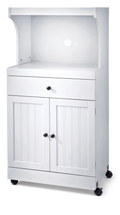 For Living 2-Door 1-Drawer Microwave Cart/Stand Kitchen Storage Cabinet With Wheels, White