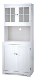 For Living 4-Door Open Shelf Freestanding Kitchen Pantry Storage Cabinet, Cream