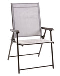 For Living Bluebay Sling Folding Outdoor Patio Accent Chair, Grey, 25x24x37-in